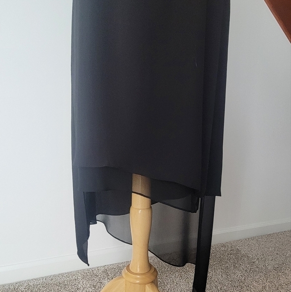 BCBGMAXAZRIA Asymmetric Lainey Dress Solid Black High Low Small Sleeveless M - Picture 4 of 7